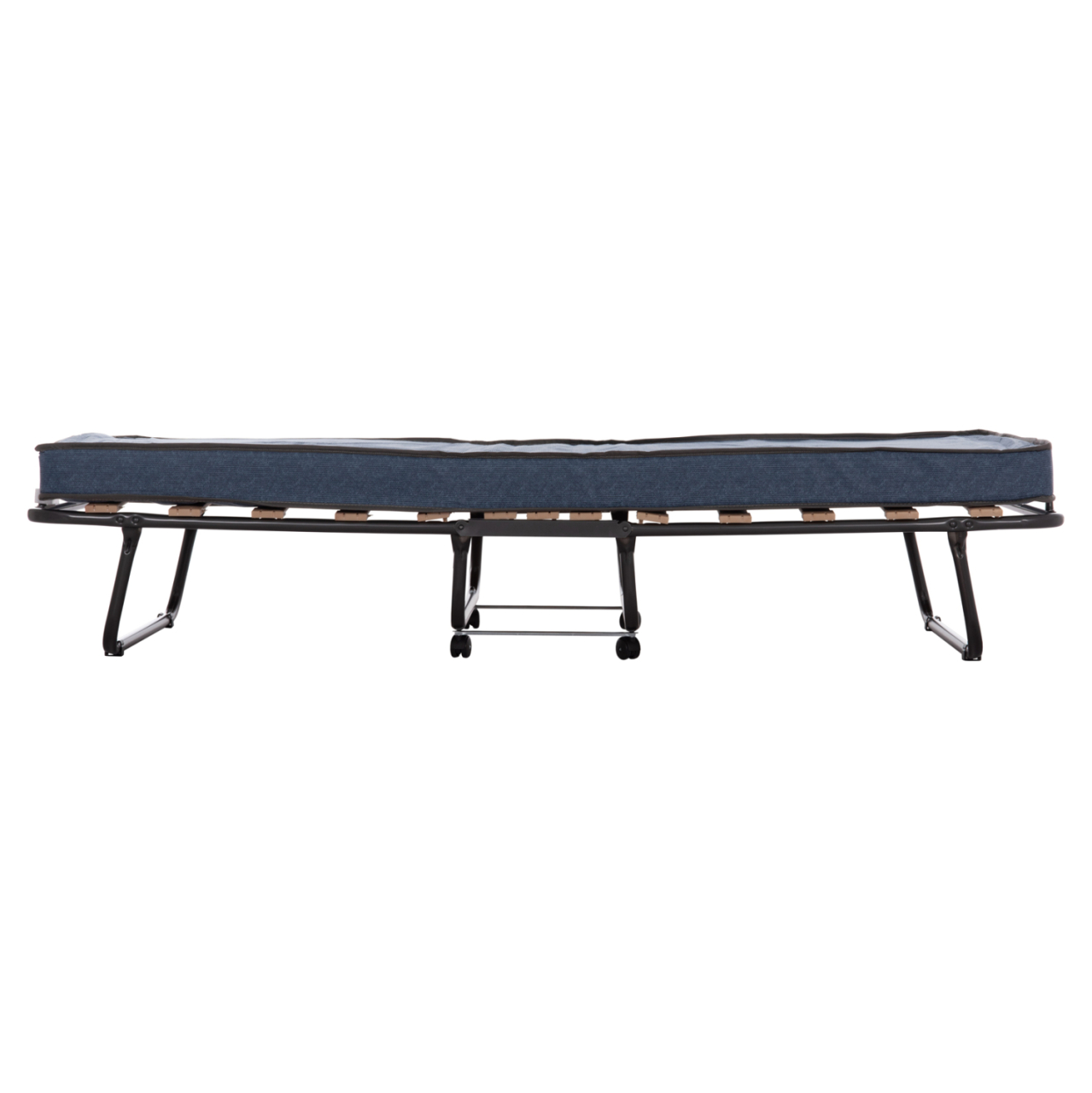 FOLDABLE BED NOBLE HM393.02 METALLIC WITH WHEELS and MATTRESS 9cm IN GREY 80x182x37.5Hcm. [4]