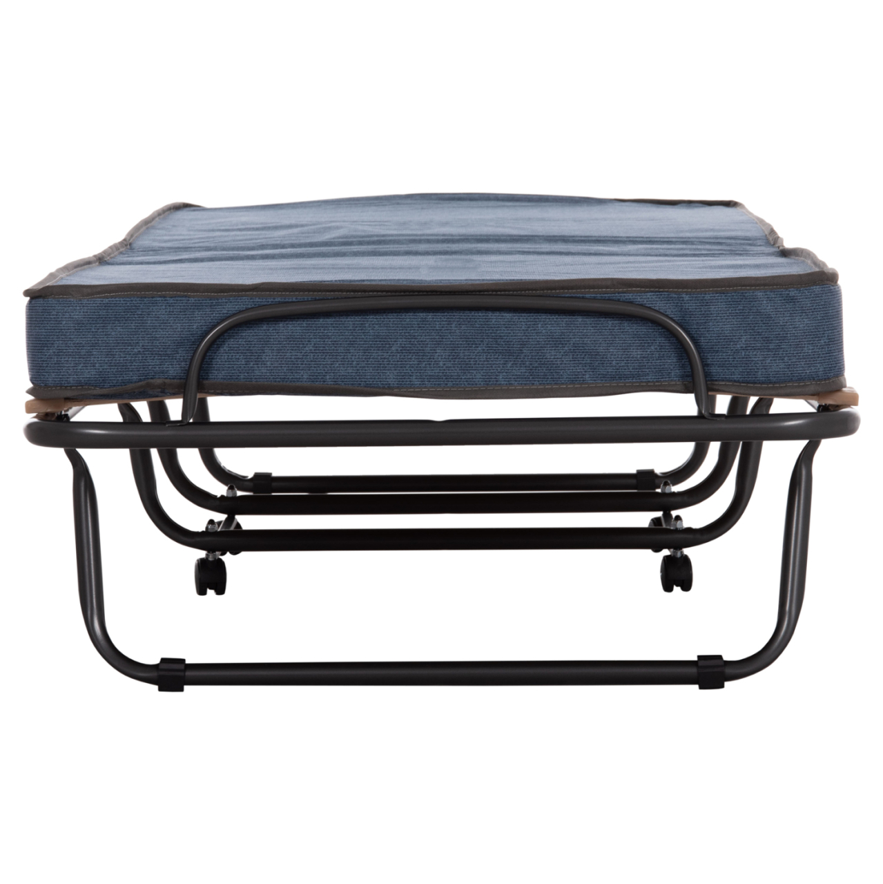 FOLDABLE BED NOBLE HM393.02 METALLIC WITH WHEELS and MATTRESS 9cm IN GREY 80x182x37.5Hcm. [5]