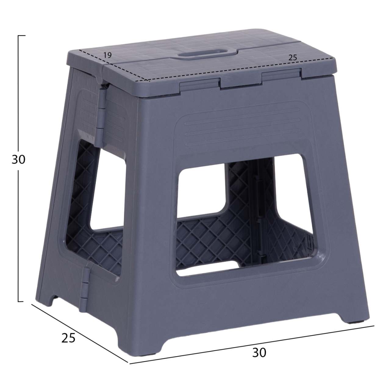 FOLDABLE POLYPROPYLENE STOOL SOLIS HM18392.01 GREY 30x25x30Hcm. [2]