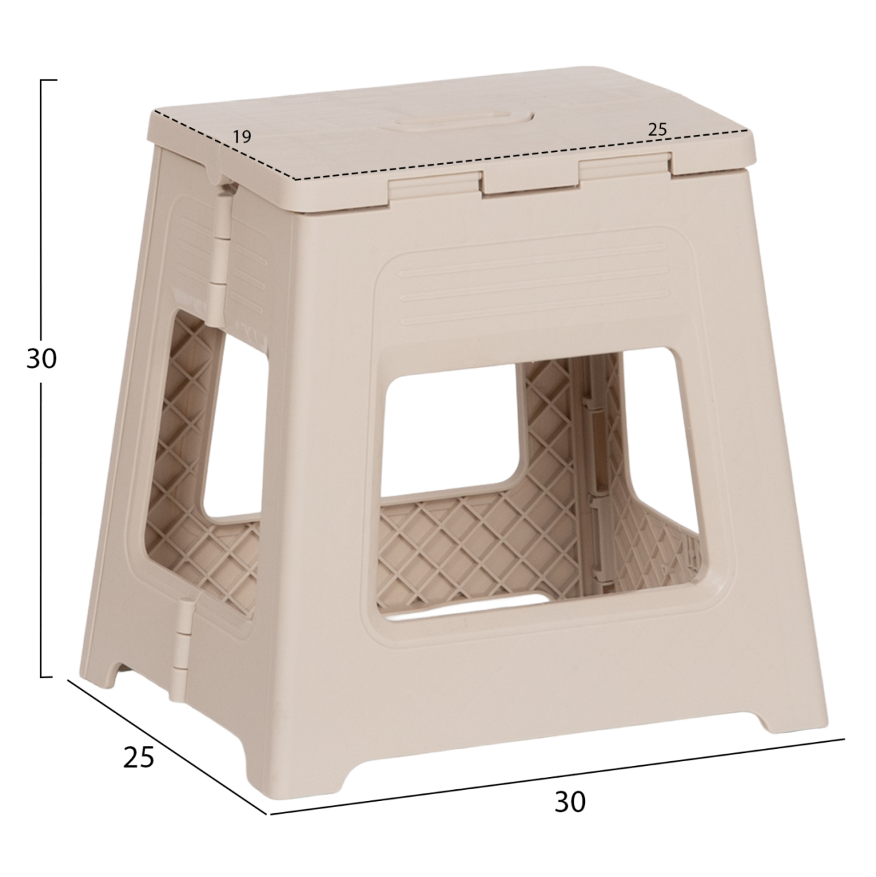 FOLDABLE POLYPROPYLENE STOOL SOLIS HM18392.02 CREAM WHITE 30x25x30Hcm. [2]
