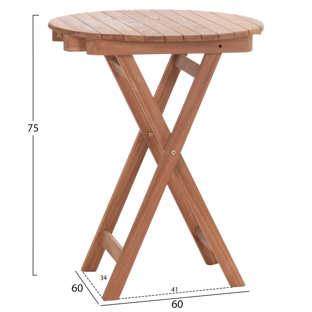 FOLDABLE ROUND TABLE HEIDEL HM18120 TEAK WOOD--NATURAL COLOR Φ60x75Hcm. [2]