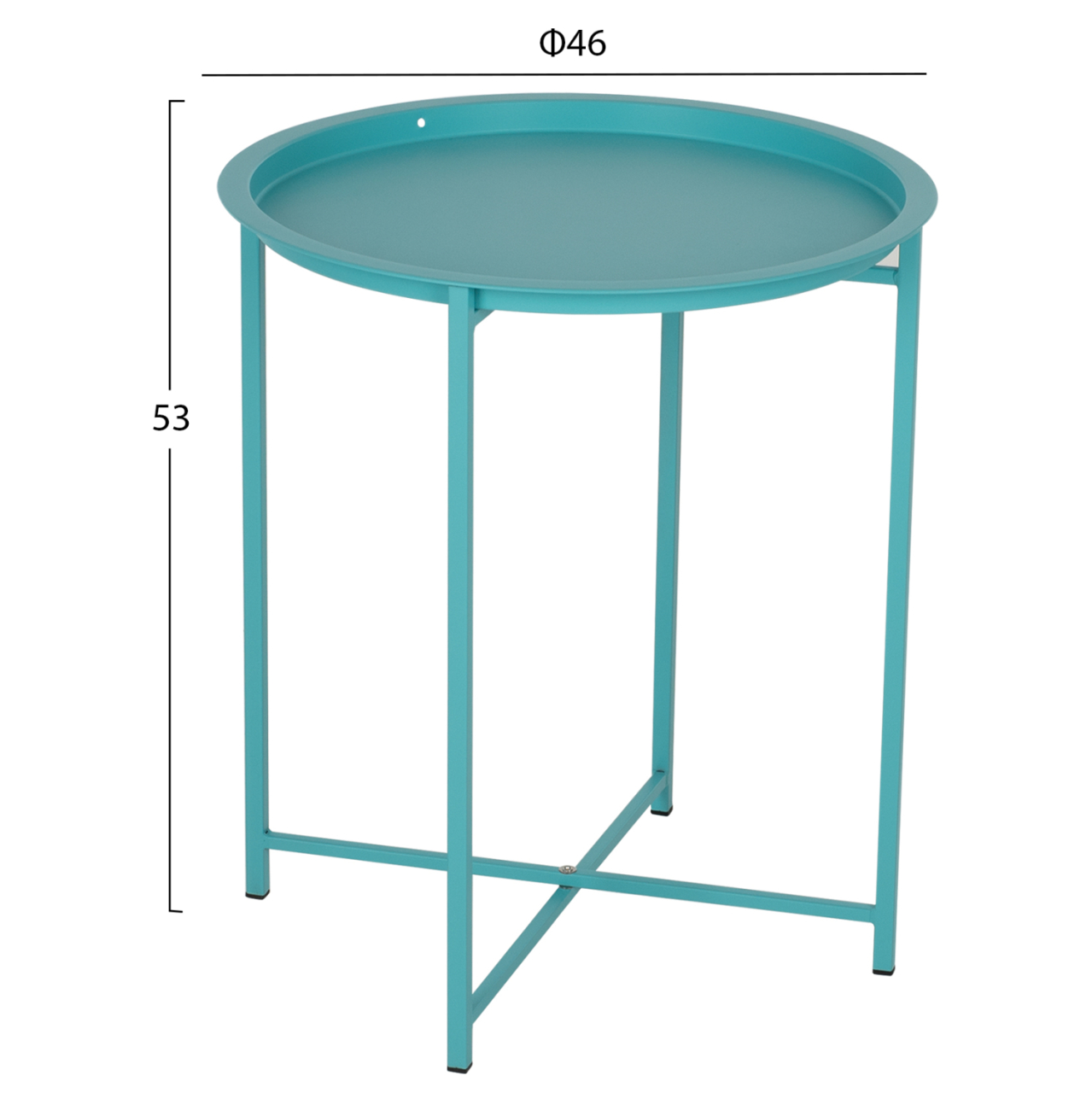FOLDABLE SIDE TABLE SAMUEL HM5287.08 WITH REMOVABLE TRAY METALLIC TURQUOISE Φ46x53Hcm. [2]