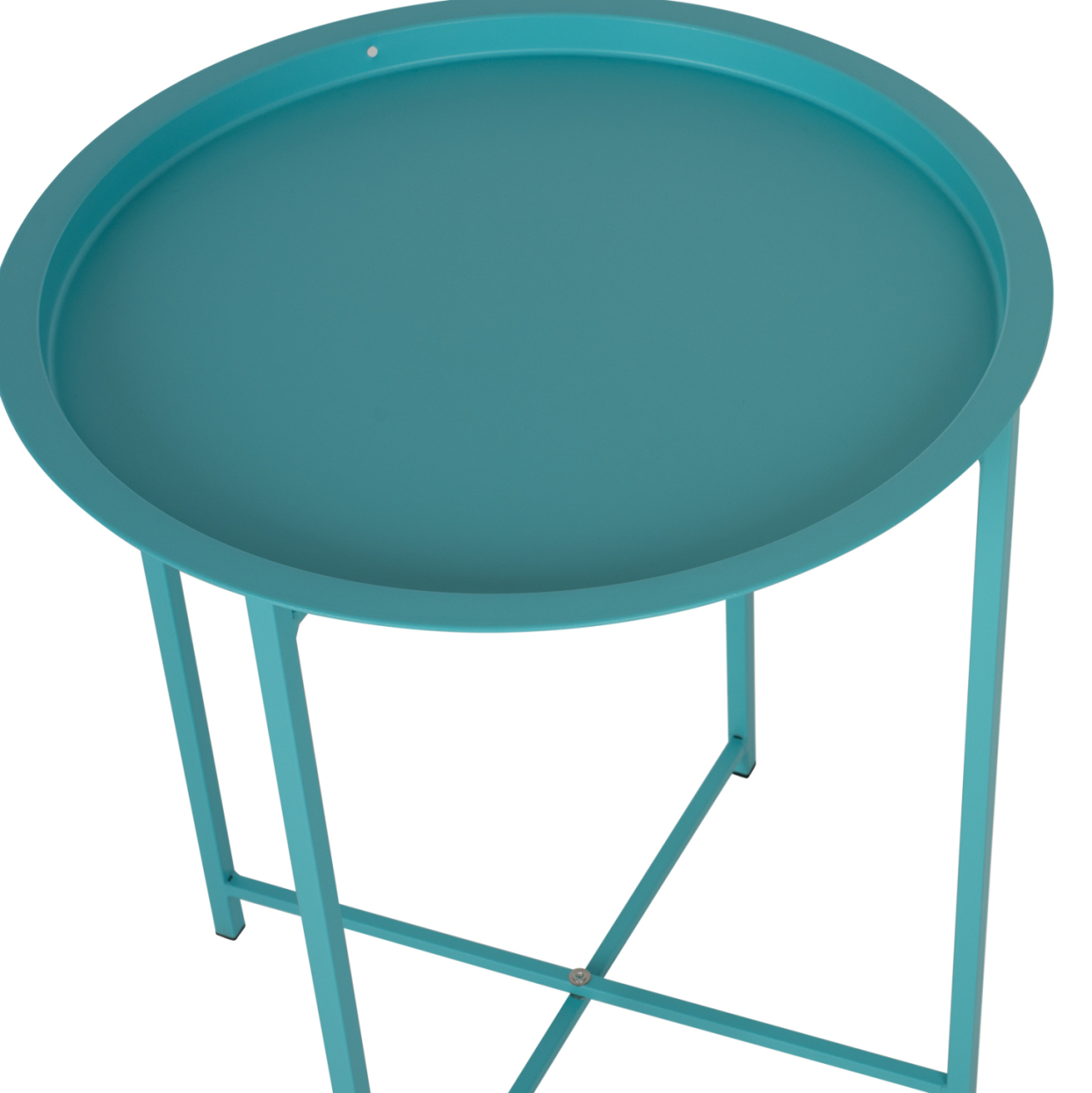FOLDABLE SIDE TABLE SAMUEL HM5287.08 WITH REMOVABLE TRAY METALLIC TURQUOISE Φ46x53Hcm. [4]