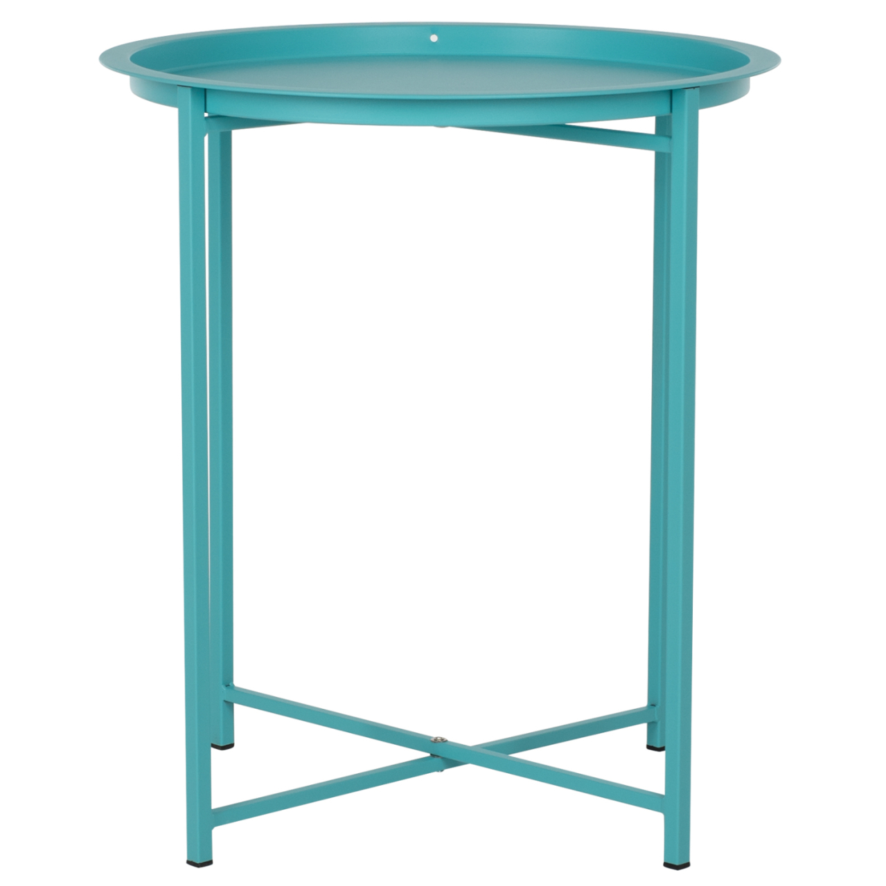 FOLDABLE SIDE TABLE SAMUEL HM5287.08 WITH REMOVABLE TRAY METALLIC TURQUOISE Φ46x53Hcm. [3]