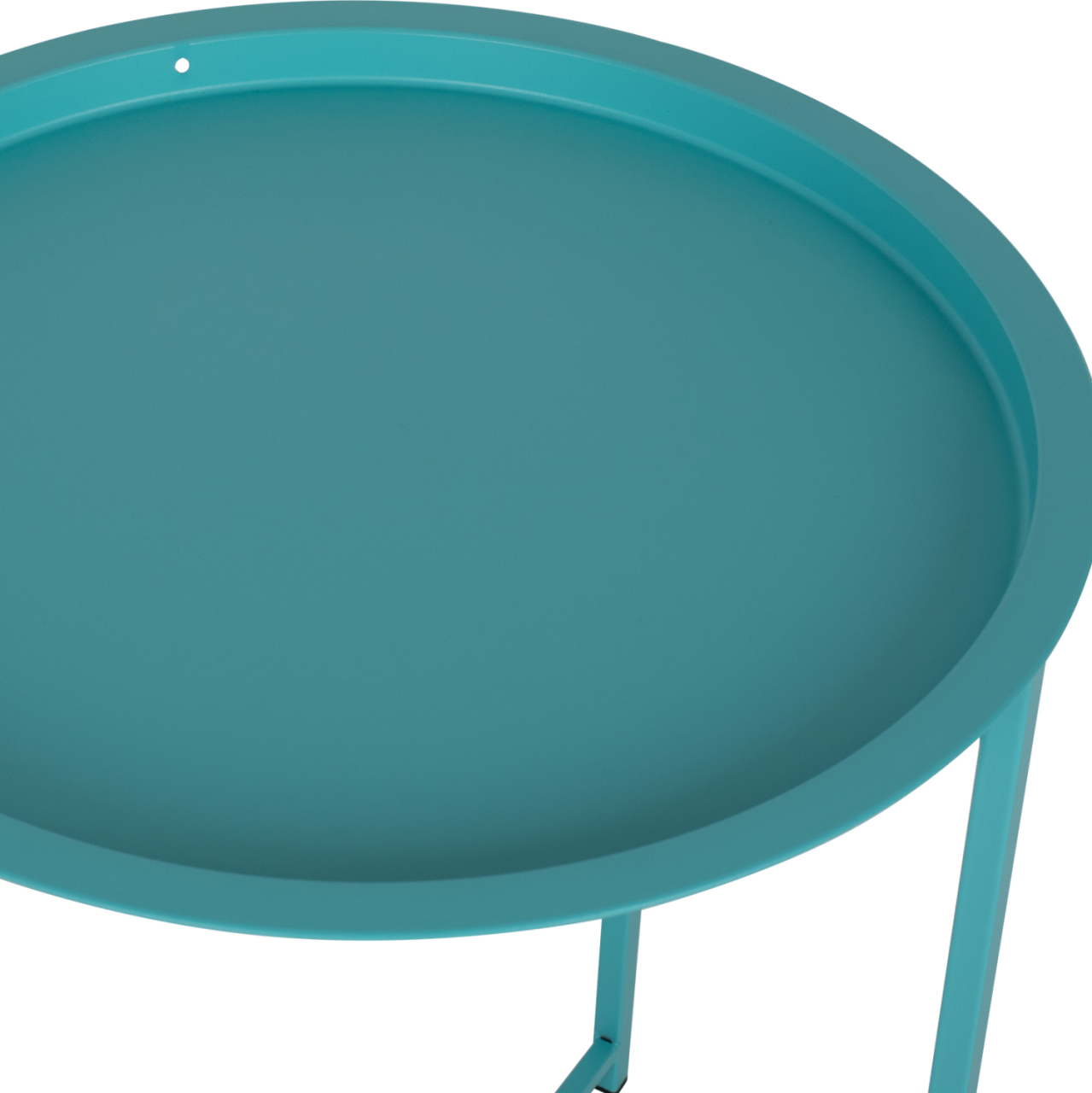 FOLDABLE SIDE TABLE SAMUEL HM5287.08 WITH REMOVABLE TRAY METALLIC TURQUOISE Φ46x53Hcm. [6]