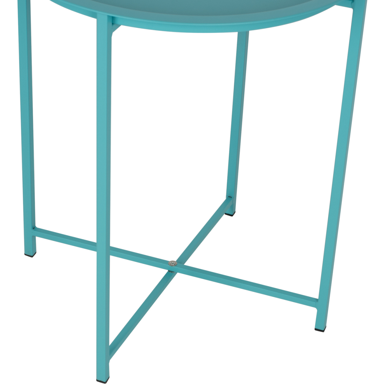 FOLDABLE SIDE TABLE SAMUEL HM5287.08 WITH REMOVABLE TRAY METALLIC TURQUOISE Φ46x53Hcm. [5]