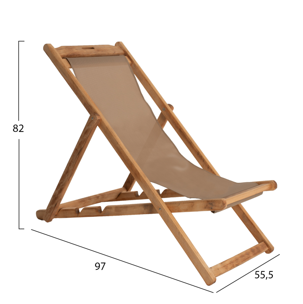 FOLDING BEACH CHAIR LIMNOS HM11765.05 BEECH WOOD NATURAL COLOR NO ARMS TEXTLINE FABRIC MOCHA COLOR [2]