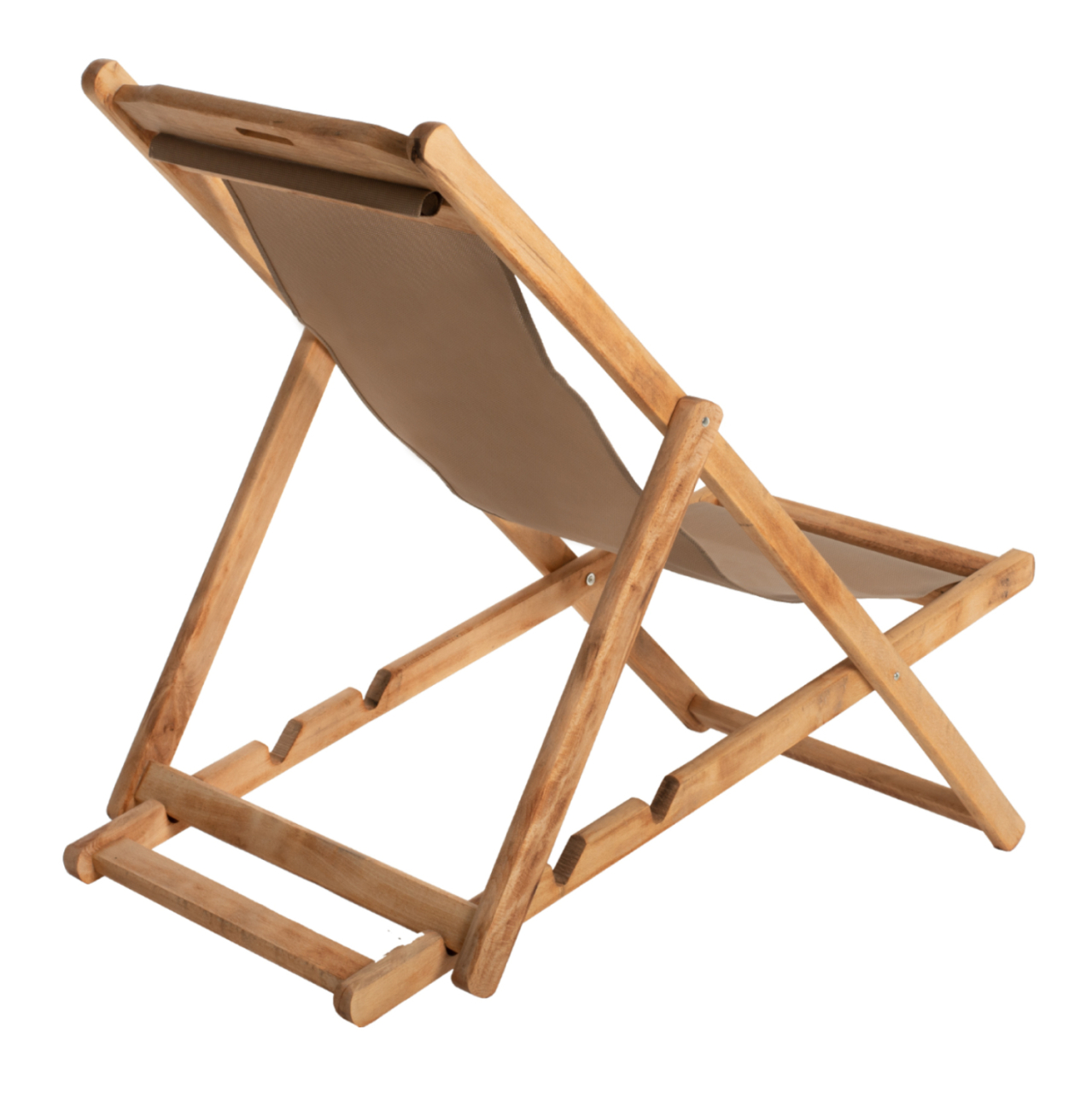 FOLDING BEACH CHAIR LIMNOS HM11765.05 BEECH WOOD NATURAL COLOR NO ARMS TEXTLINE FABRIC MOCHA COLOR [5]