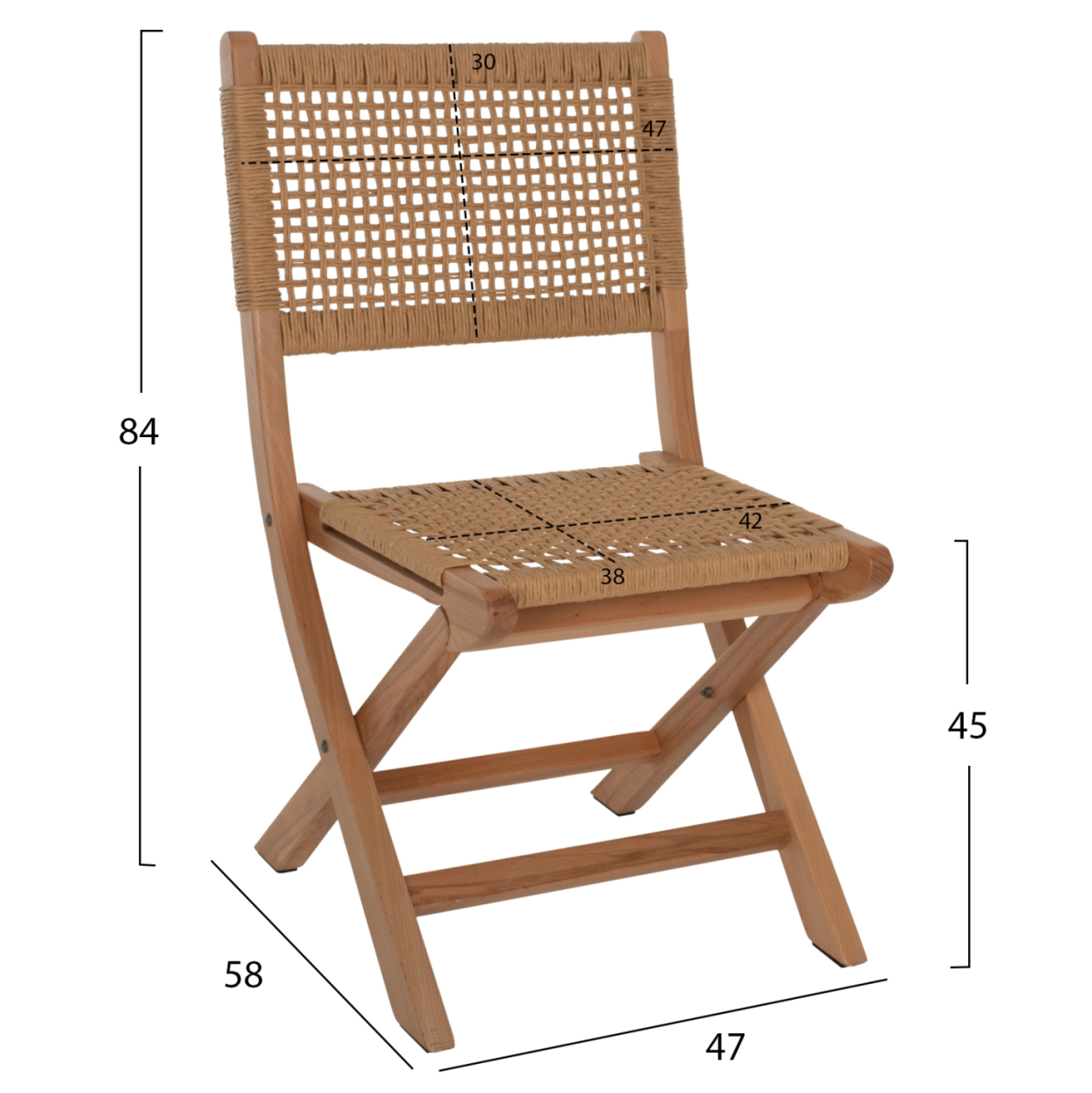 FOLDING CHAIR MADE OF BEECH WOOD AND ROPE IN NATURAL 47X58X84Hcm.HM9411.01 [2]