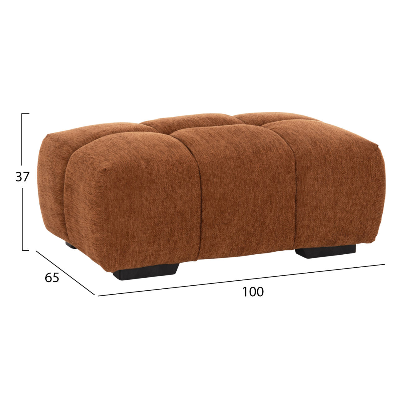 FOOT STOOL COVEN HM3342.02 BRICK RED FABRIC 100x65x37Hcm. [2]