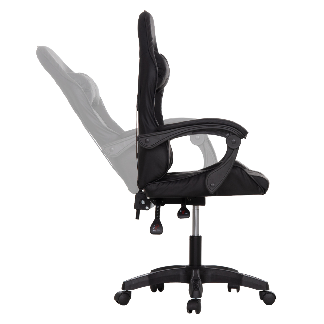 GAMING CHAIR STRATUS HM1231.01 BLACK PVC--WITH LUMBAR AND HEAD SUPPORT CUSHIONS 60x59x117Hcm. [4]