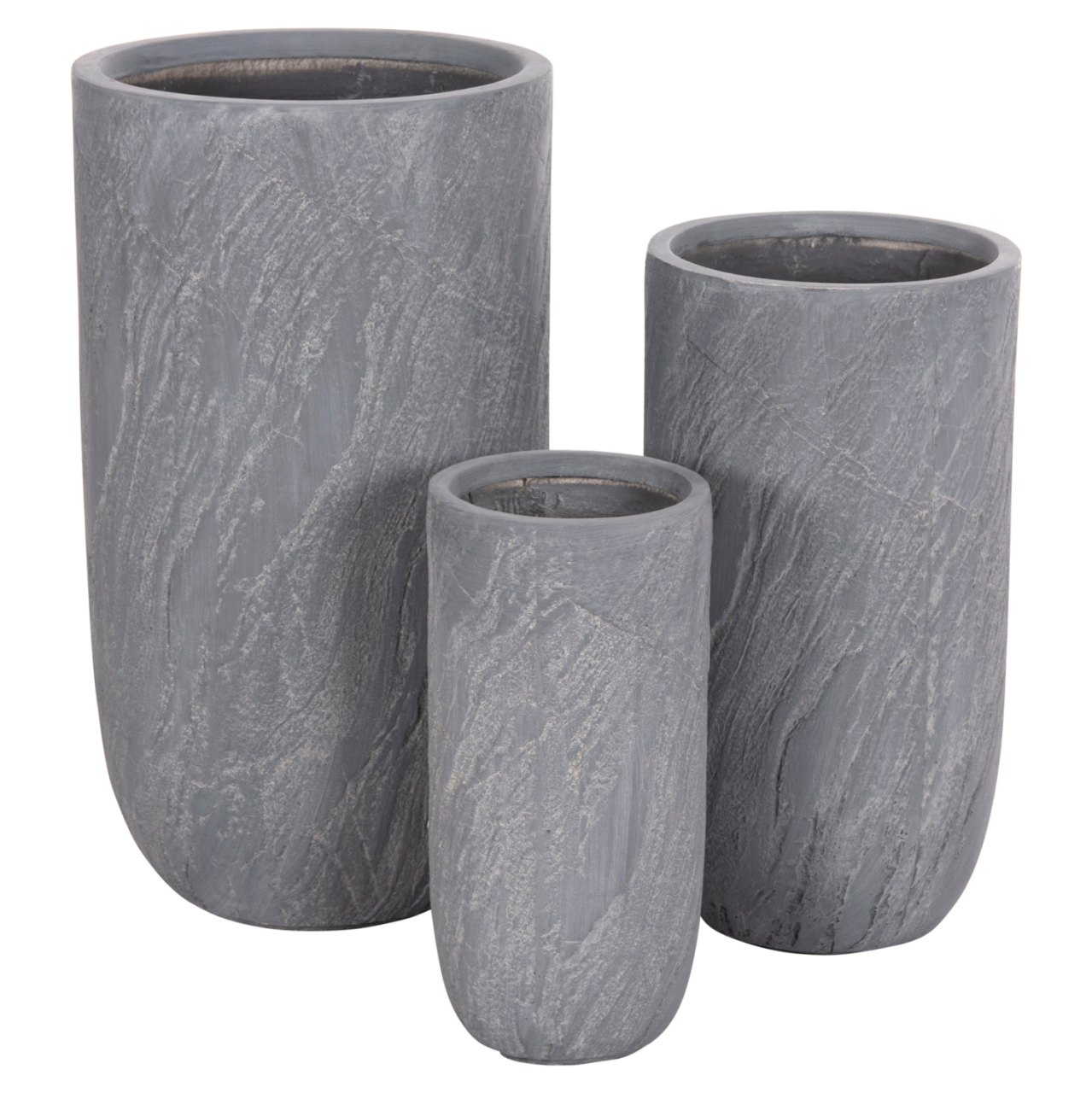 GARDEN PLANTERS CYLINDRICAL SET 3PCS SERIES GARDENER HM4720 FIBERCLAY IN CEMENT COLOR Φ44x78.5Hcm. [2]