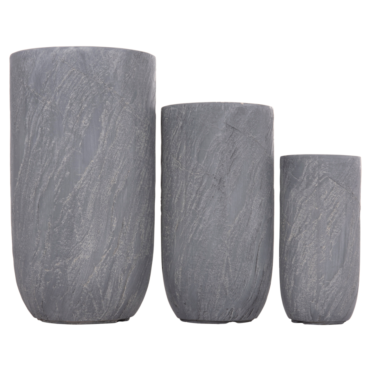 GARDEN PLANTERS CYLINDRICAL SET 3PCS SERIES GARDENER HM4720 FIBERCLAY IN CEMENT COLOR Φ44x78.5Hcm. [6]