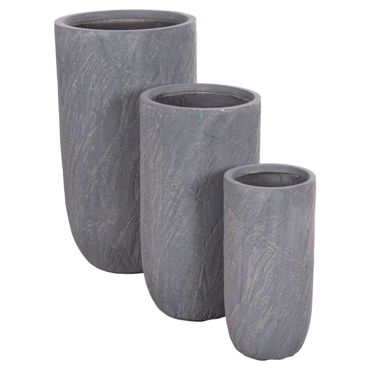 GARDEN PLANTERS CYLINDRICAL SET 3PCS SERIES GARDENER HM4720 FIBERCLAY IN CEMENT COLOR Φ44x78.5Hcm. [7]