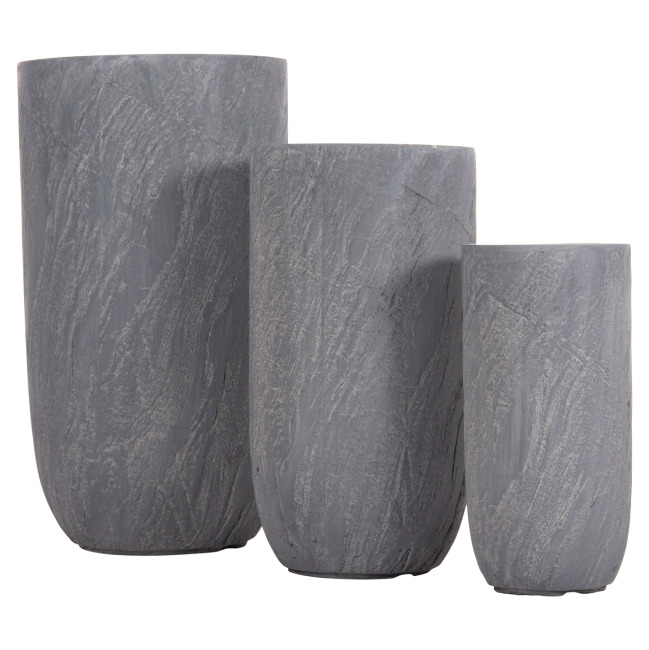 GARDEN PLANTERS CYLINDRICAL SET 3PCS SERIES GARDENER HM4720 FIBERCLAY IN CEMENT COLOR Φ44x78.5Hcm. [8]