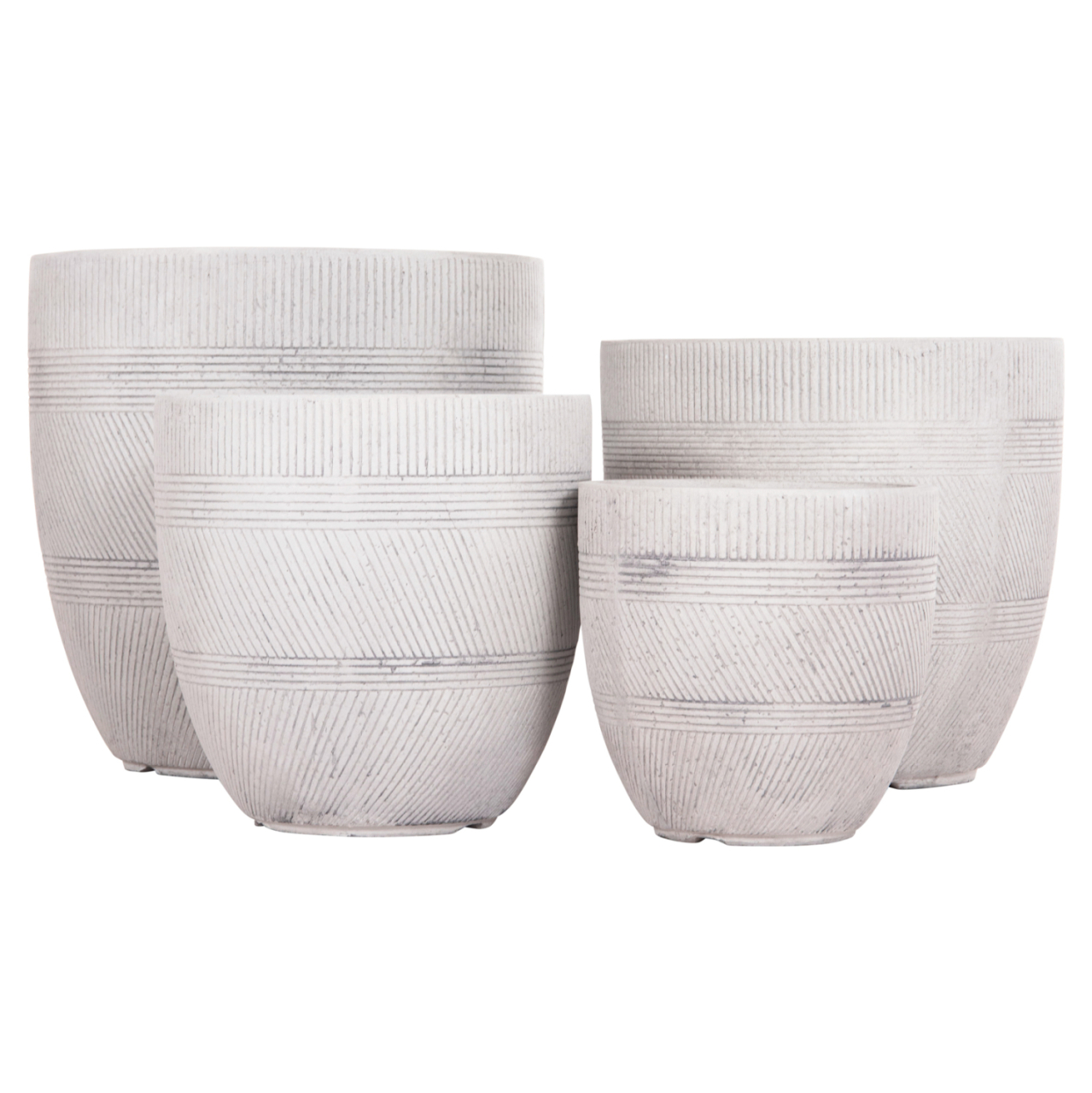 GARDEN PLANTERS ROUND SET 4PCS SERIES GARDENER HM4719 FIBERCLAY--IN CEMENT COLOR Φ44x43Hcm. [2]