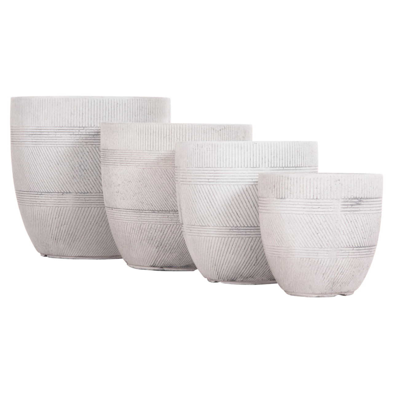 GARDEN PLANTERS ROUND SET 4PCS SERIES GARDENER HM4719 FIBERCLAY--IN CEMENT COLOR Φ44x43Hcm. [8]