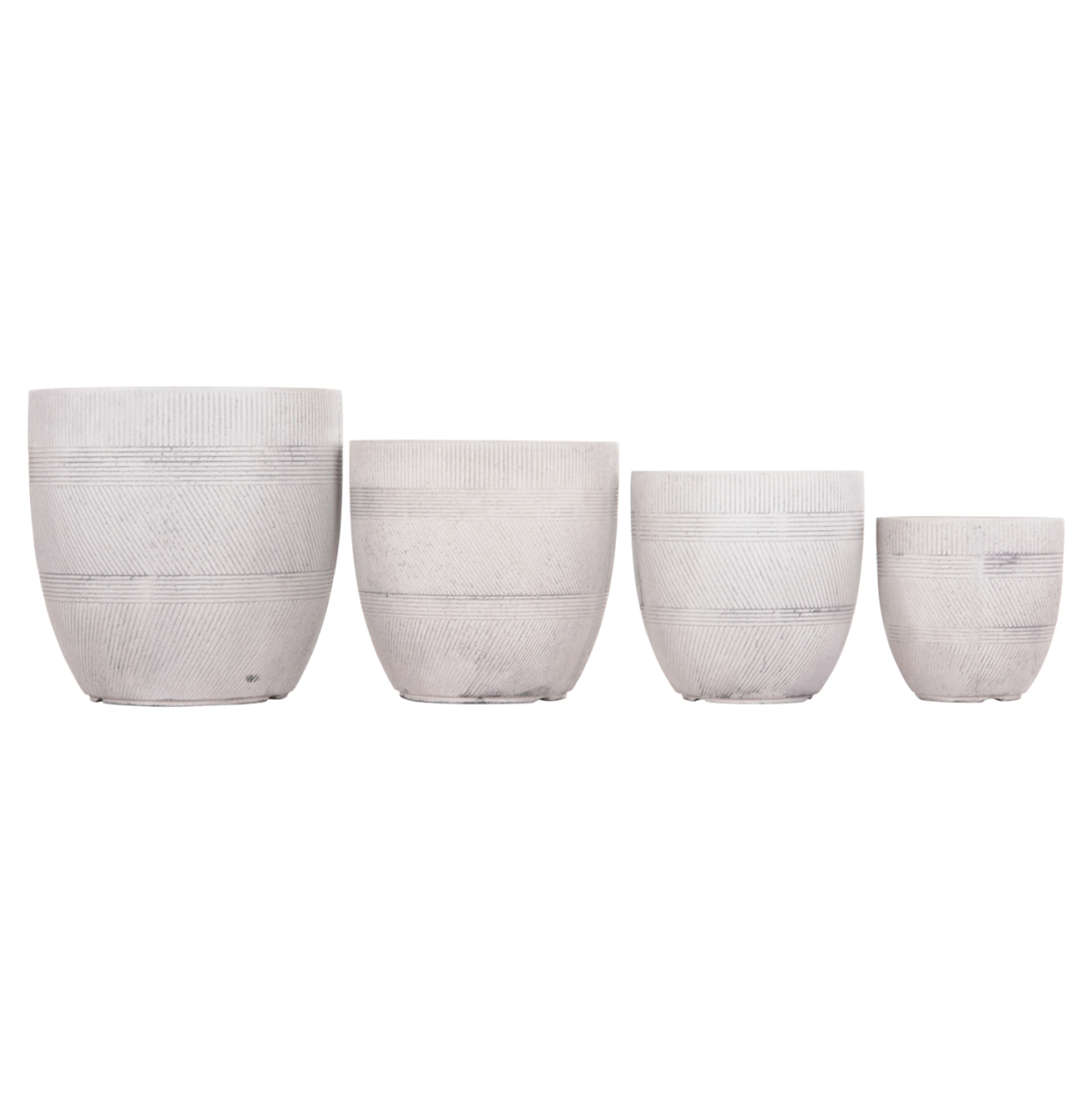 GARDEN PLANTERS ROUND SET 4PCS SERIES GARDENER HM4719 FIBERCLAY--IN CEMENT COLOR Φ44x43Hcm. [7]