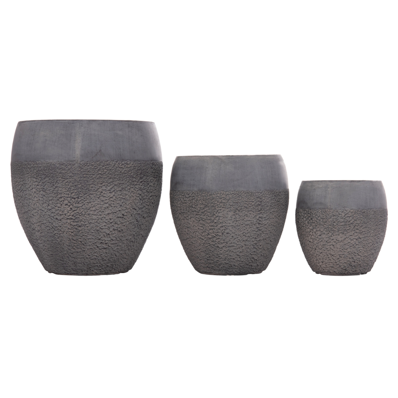 GARDEN PLANTERS SET 3PCS SERIES GARDENER ΗΜ4725 FIBERCLAY IN DARK CEMENT COLOR Φ55x54Hcm. [6]