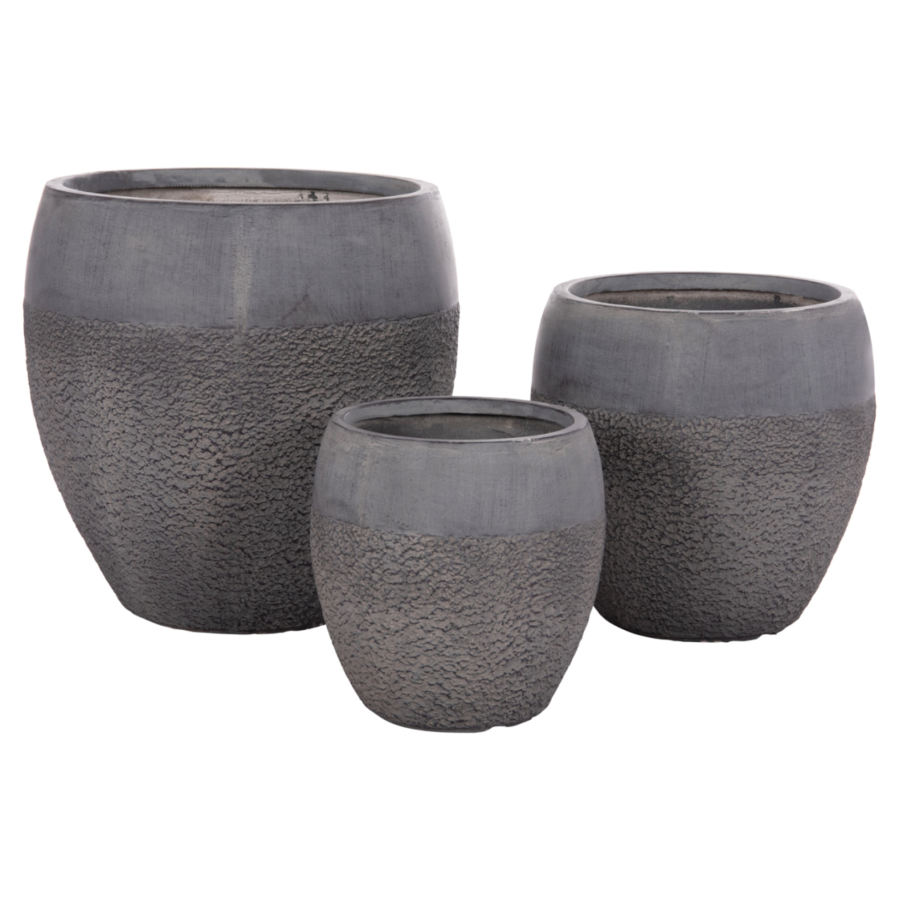 GARDEN PLANTERS SET 3PCS SERIES GARDENER ΗΜ4725 FIBERCLAY IN DARK CEMENT COLOR Φ55x54Hcm. [2]