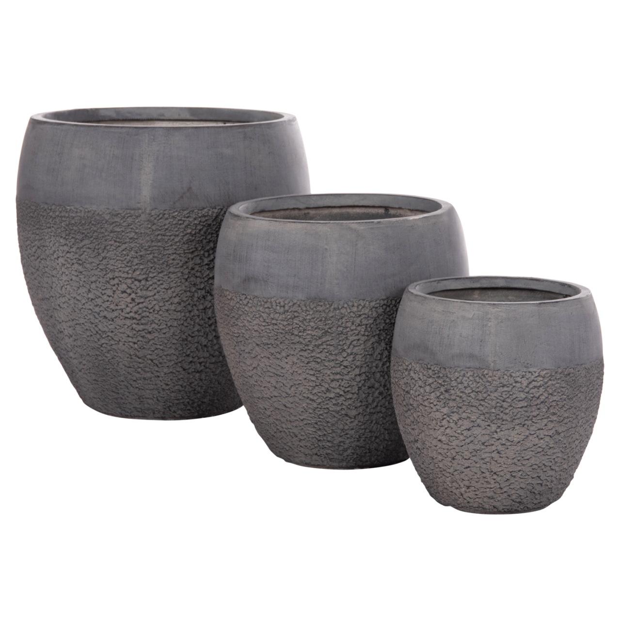 GARDEN PLANTERS SET 3PCS SERIES GARDENER ΗΜ4725 FIBERCLAY IN DARK CEMENT COLOR Φ55x54Hcm. [7]