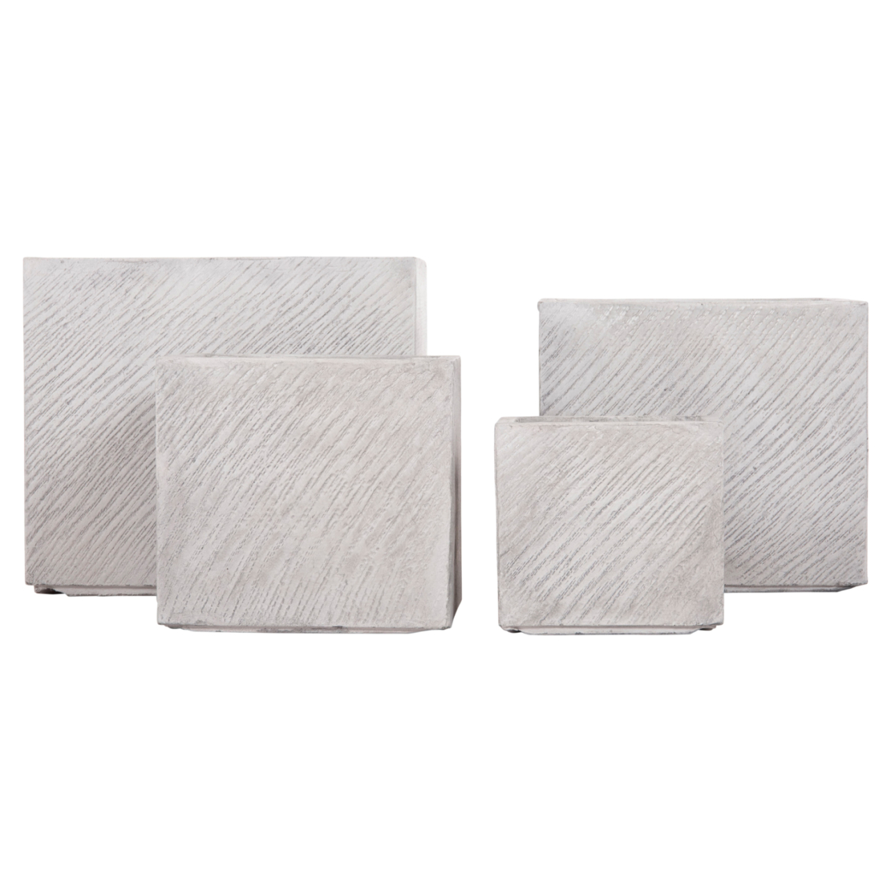 GARDEN PLANTERS SQUARE SET 4PCS GARDENER HM4730 FIBERCLAY IN GREY CEMENT 37x37x32Hcm. [2]