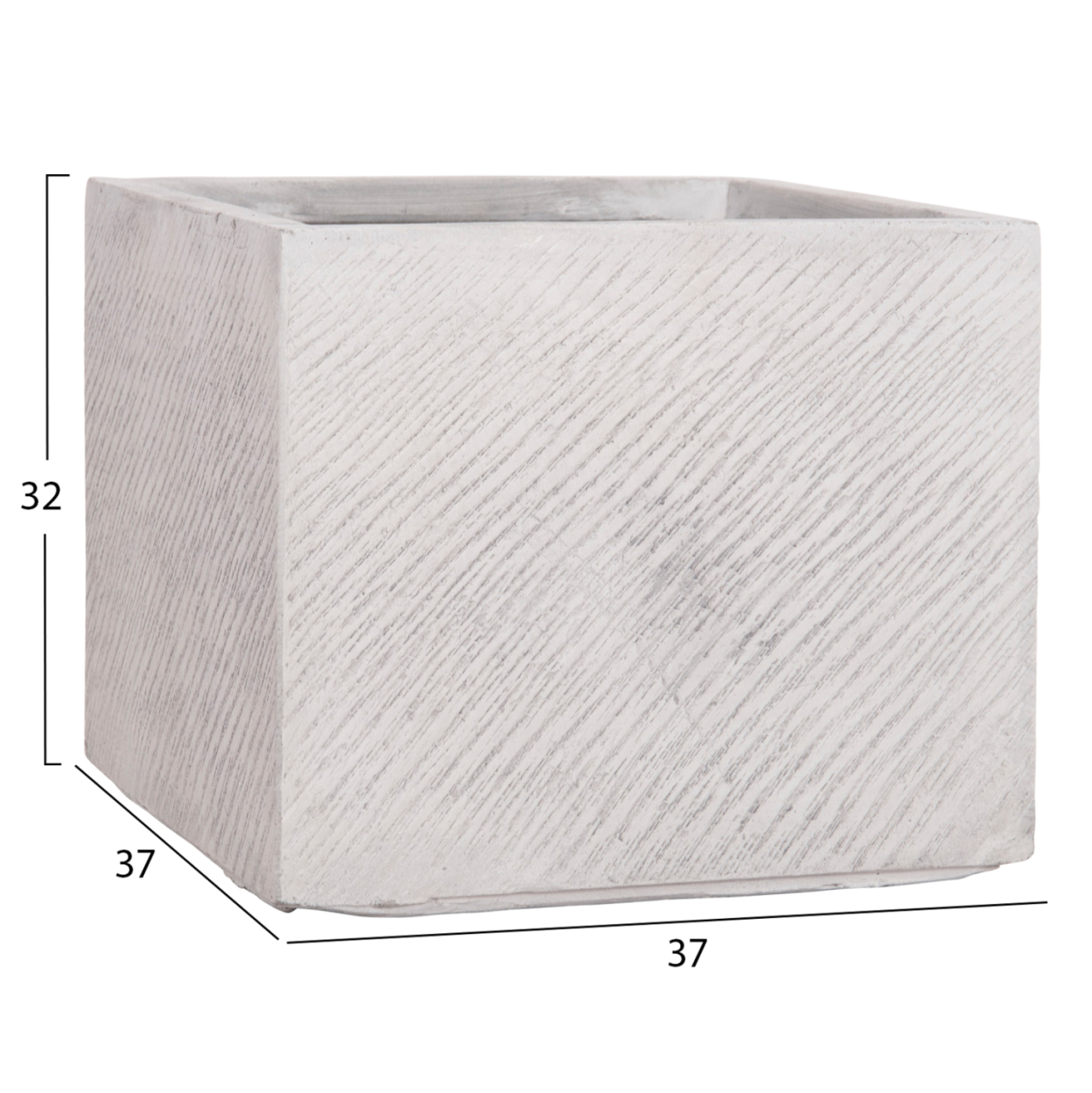 GARDEN PLANTERS SQUARE SET 4PCS GARDENER HM4730 FIBERCLAY IN GREY CEMENT 37x37x32Hcm. [3]