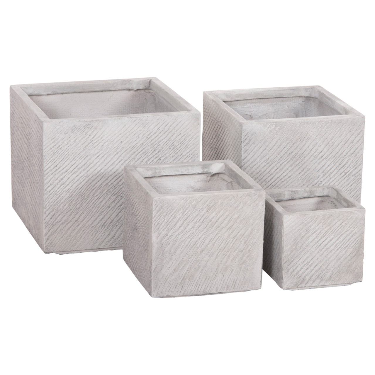 GARDEN PLANTERS SQUARE SET 4PCS GARDENER HM4730 FIBERCLAY IN GREY CEMENT 37x37x32Hcm. [7]