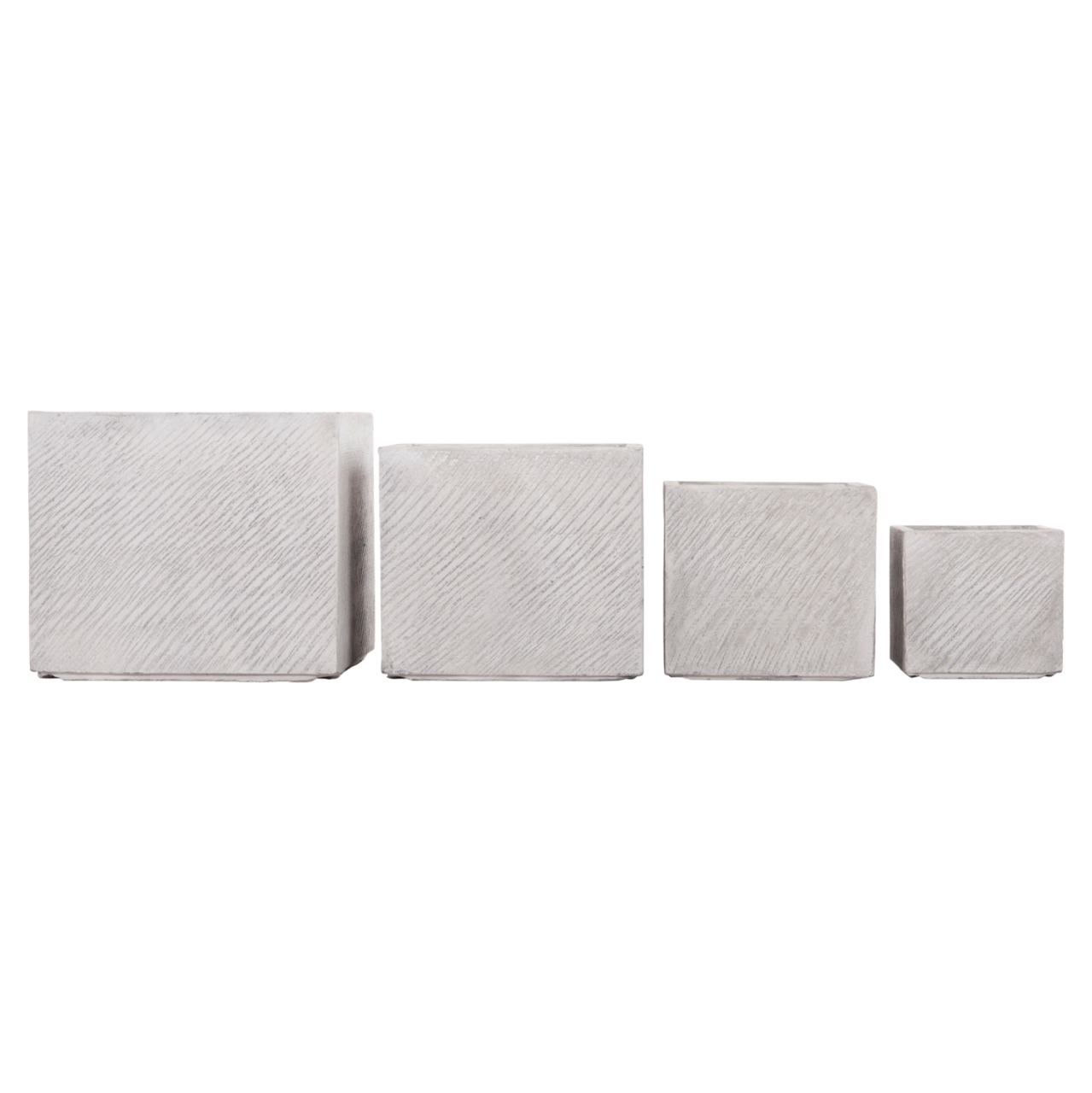 GARDEN PLANTERS SQUARE SET 4PCS GARDENER HM4730 FIBERCLAY IN GREY CEMENT 37x37x32Hcm. [8]