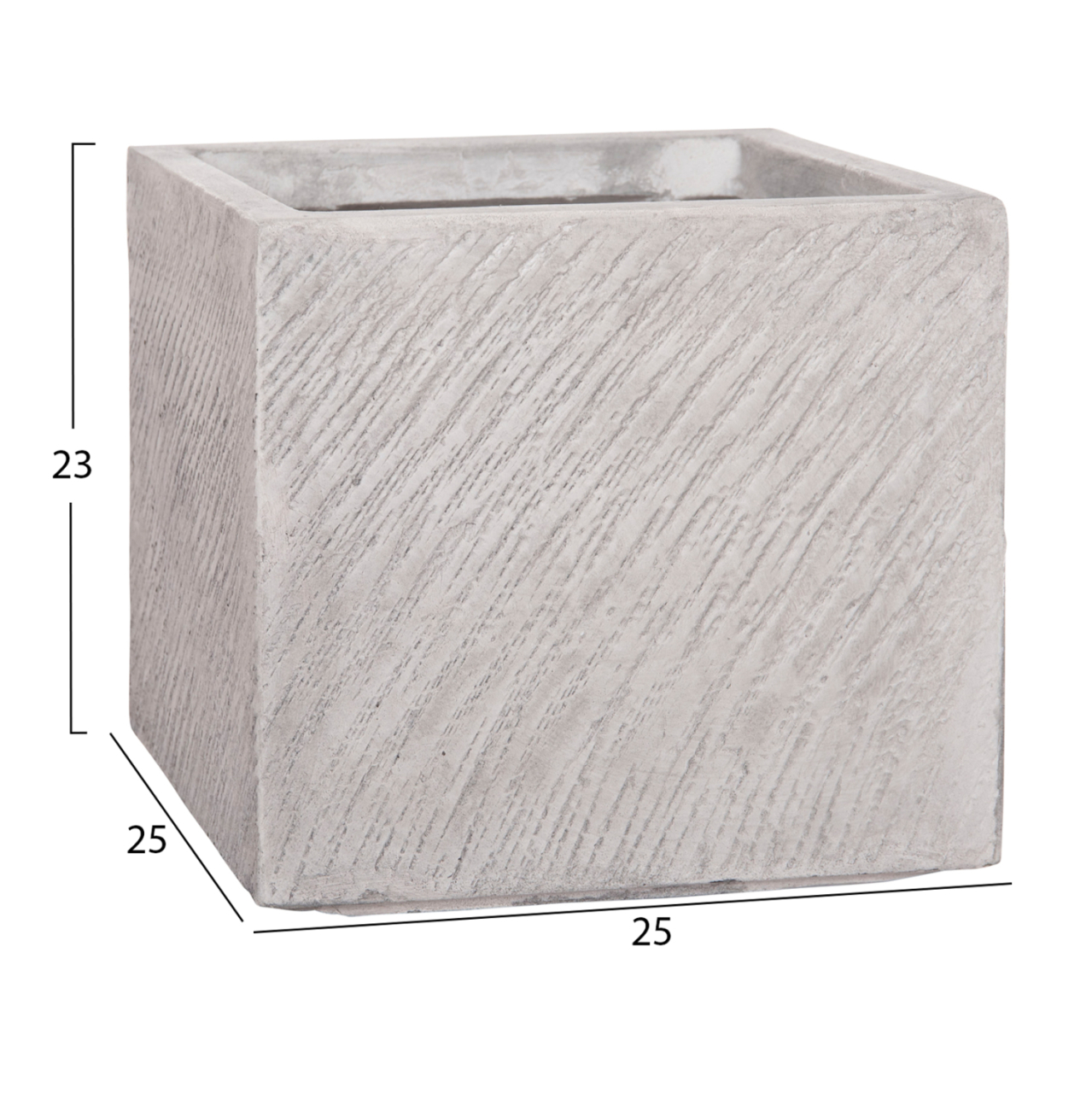 GARDEN PLANTERS SQUARE SET 4PCS GARDENER HM4730 FIBERCLAY IN GREY CEMENT 37x37x32Hcm. [5]