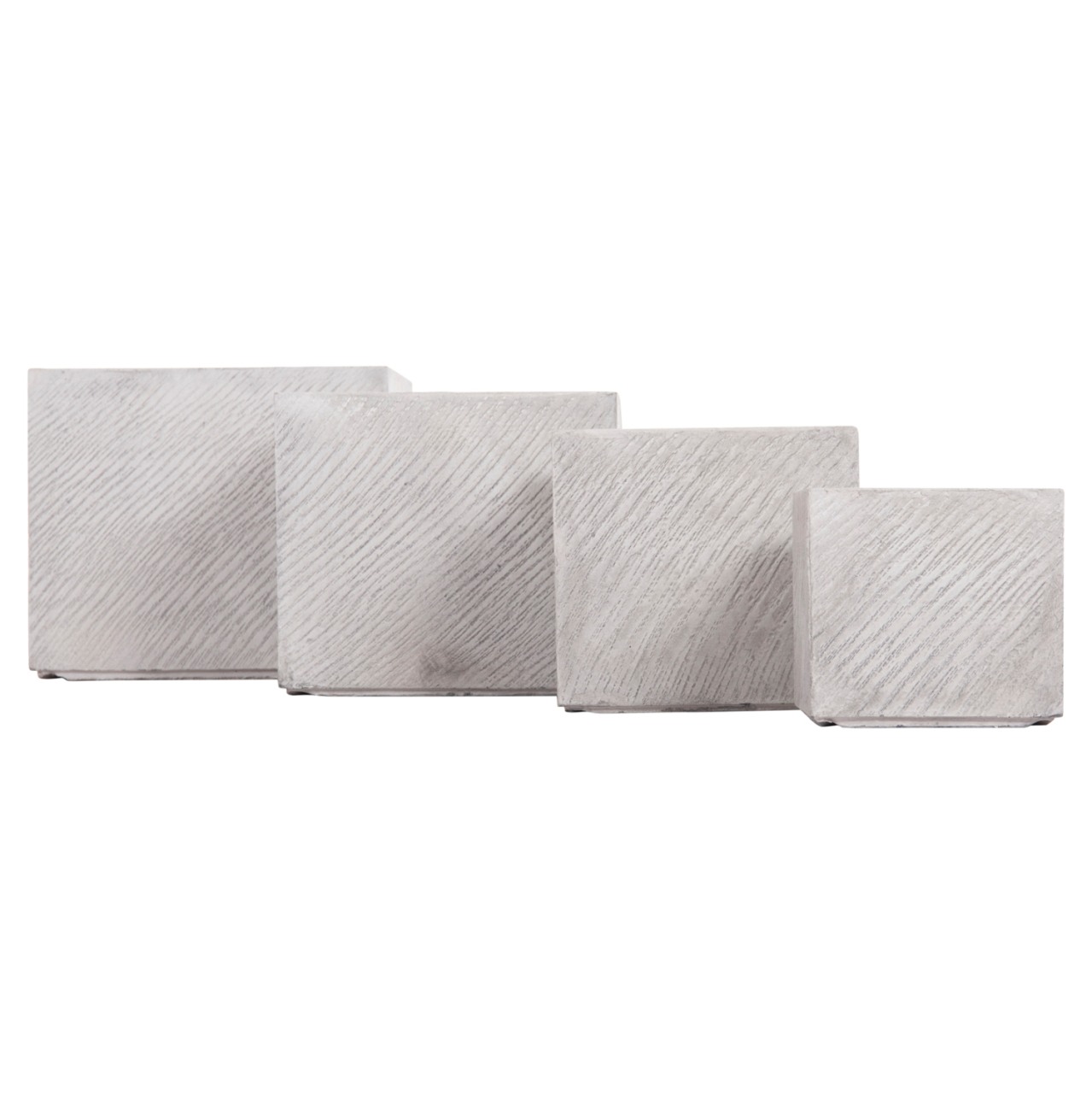 GARDEN PLANTERS SQUARE SET 4PCS GARDENER HM4730 FIBERCLAY IN GREY CEMENT 37x37x32Hcm. [9]