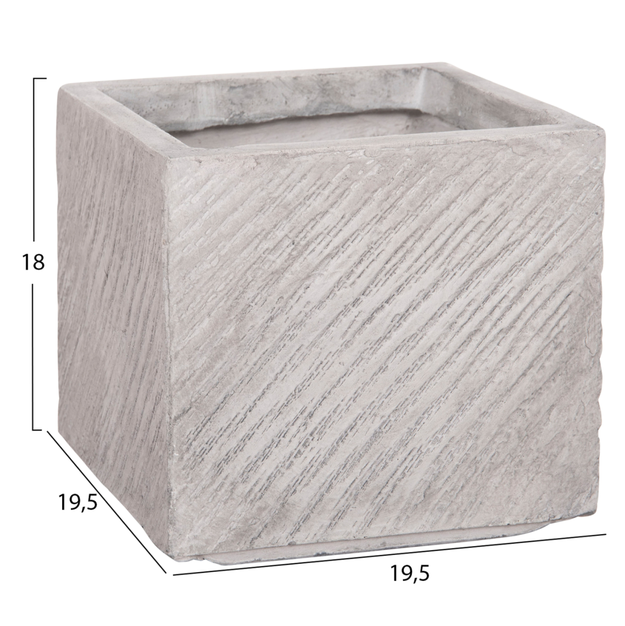 GARDEN PLANTERS SQUARE SET 4PCS GARDENER HM4730 FIBERCLAY IN GREY CEMENT 37x37x32Hcm. [6]