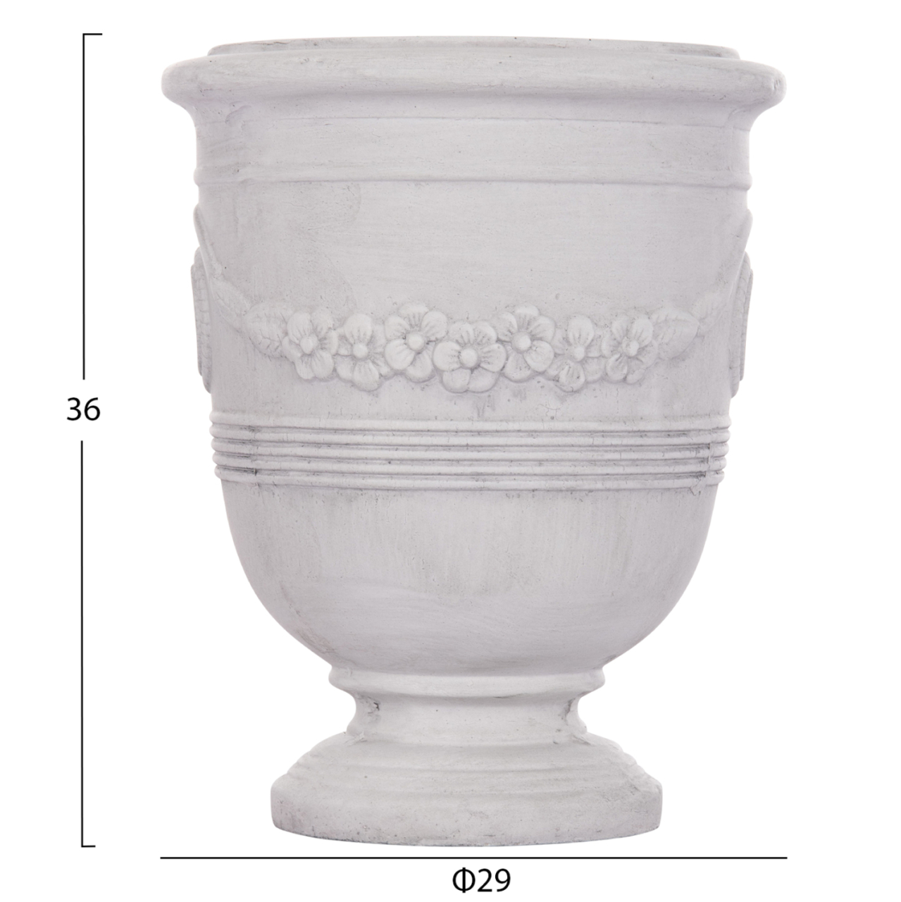GARDEN PLANTERS WITH RELIEF DESIGNS SET 3PCS GARDENER HM4729 FIBERCLAY IN OFF WHITE Φ58x72.5Hcm. [4]