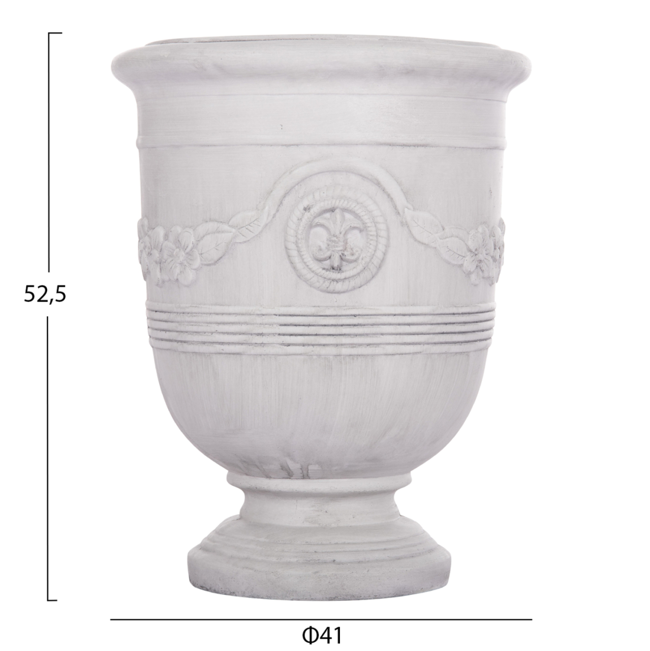 GARDEN PLANTERS WITH RELIEF DESIGNS SET 3PCS GARDENER HM4729 FIBERCLAY IN OFF WHITE Φ58x72.5Hcm. [3]
