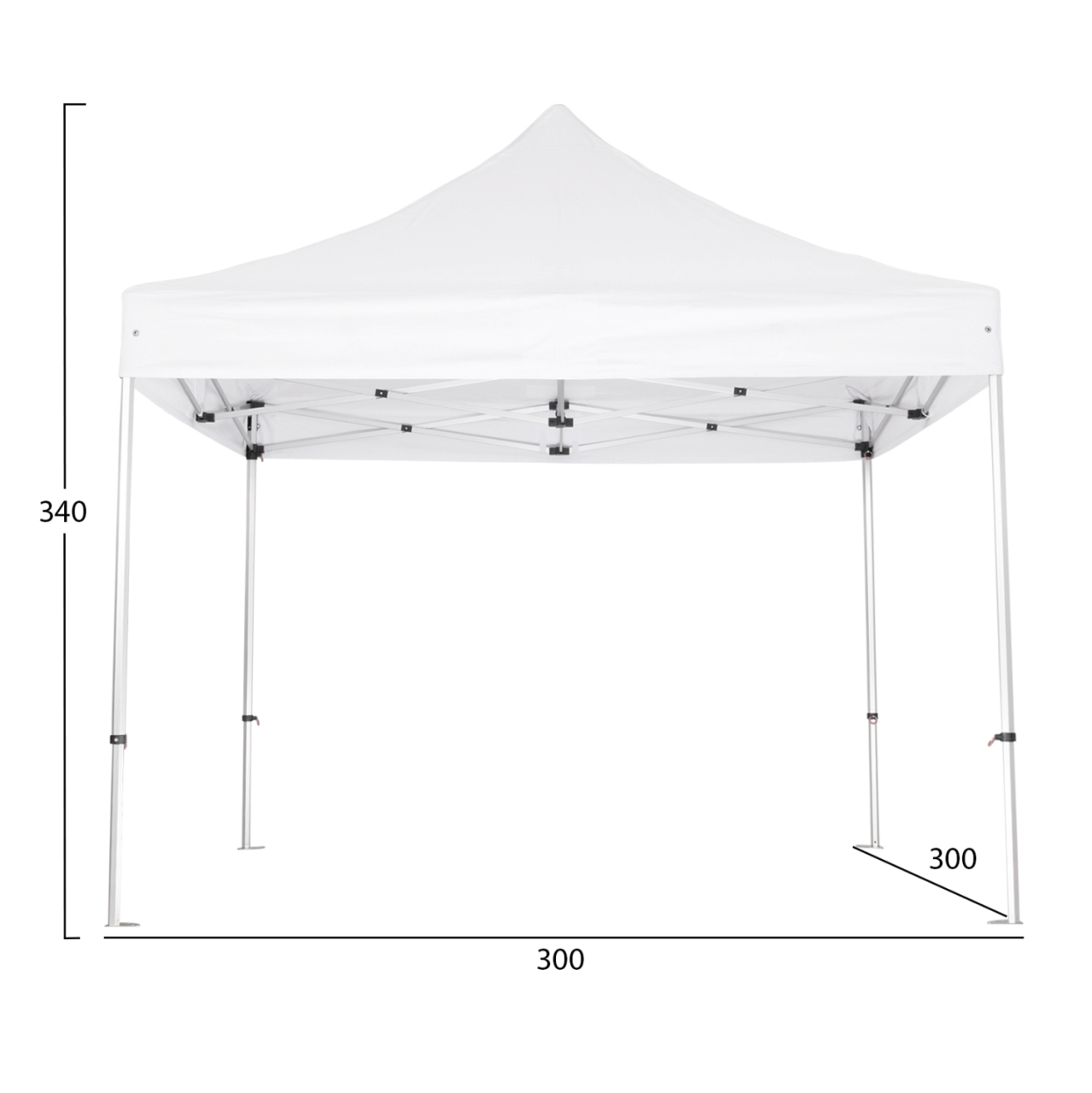 GAZEBO HEAVY-DUTY CRESSEN HM6305 FOLDABLE-ALUMINUM SILVER FRAME-WHITE SHADES 3x3x3,4Hm [2]