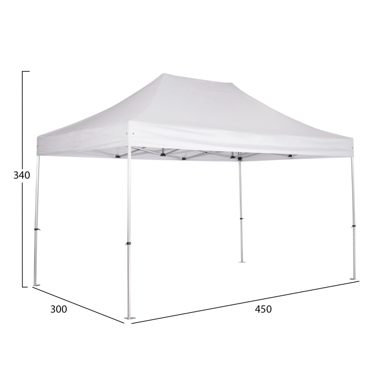 GAZEBO HEAVY-DUTY CRESSEN HM6306 FOLDABLE-ALUMINUM SILVER FRAME-WHITE SHADES 3x4,5x3,4Hm [2]