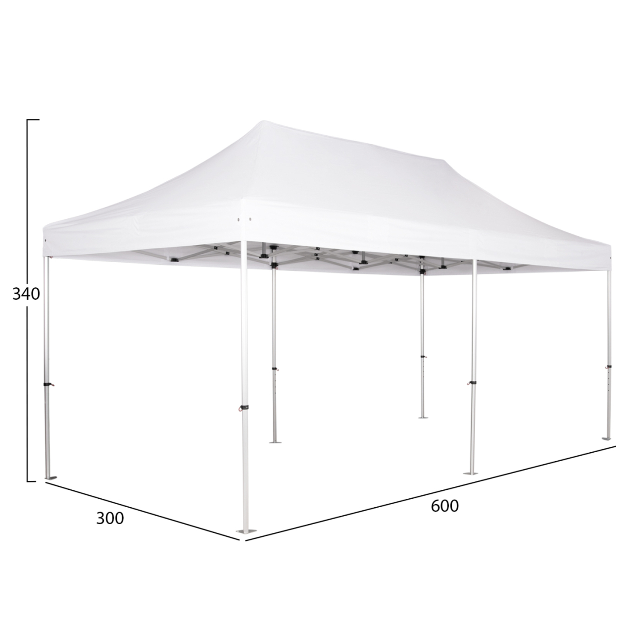 GAZEBO HEAVY-DUTY CRESSEN HM6307 FOLDABLE-ALUMINUM SILVER FRAME-WHITE SHADES 3x6x3,4Hm [2]