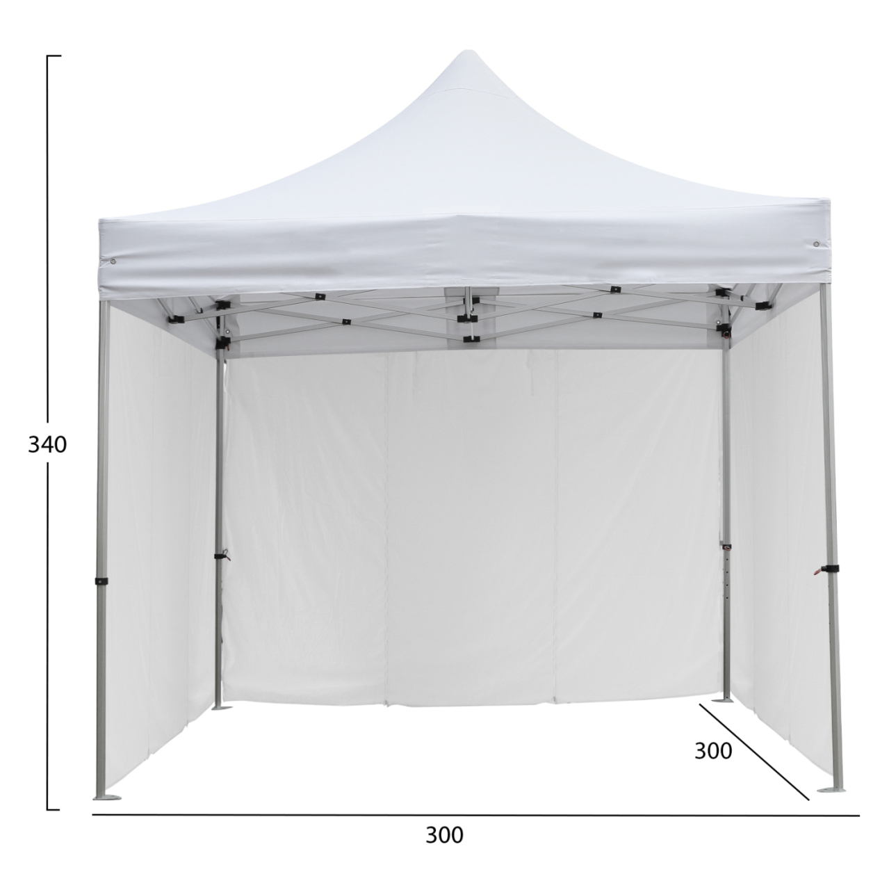 GAZEBO HEAVY DUTY WITH 3 SIDEWALL SHADES CRESSEN HM21097.01 FOLDABLE-ALUMINUM SILVER FRAME-WHITE 3x3x3,4Hm [2]