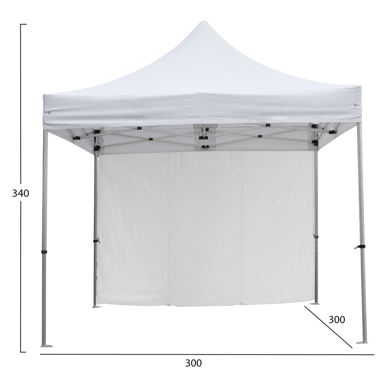 GAZEBO HEAVY DUTY WITH SIDEWALL SHADE CRESSEN HM21097 FOLDABLE-ALUMINUM SILVER FRAME-WHITE 3x3x3,4Hm [2]