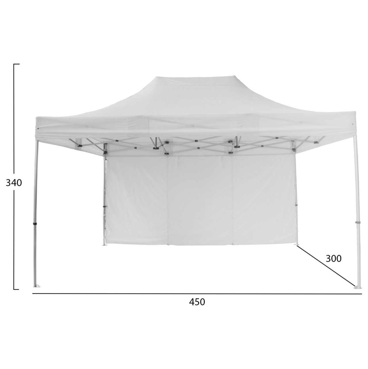 GAZEBO HEAVY DUTY WITH SIDEWALL SHADE CRESSEN HM21098 FOLDABLE-ALUMINUM SILVER FRAME-WHITE 3x4,5x3,4Hm [2]