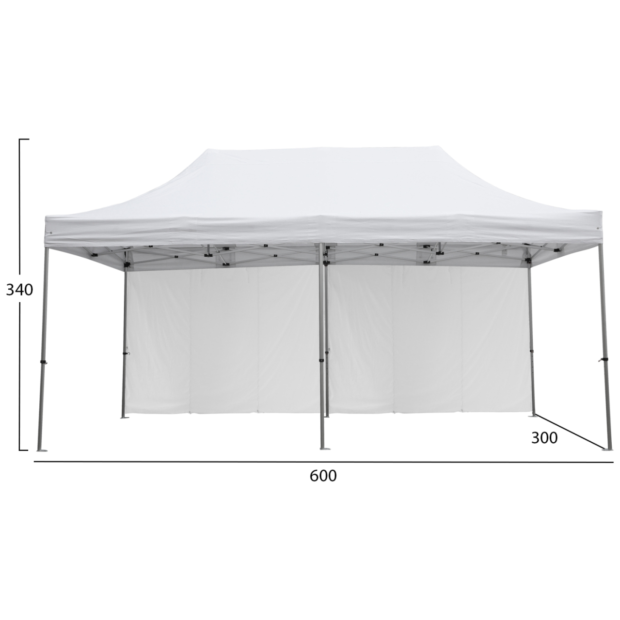 GAZEBO HEAVY DUTY WITH SIDEWALL SHADES CRESSEN HM21099 FOLDABLE-ALUMINUM SILVER FRAME-WHITE 3x6x3.4Hm [2]