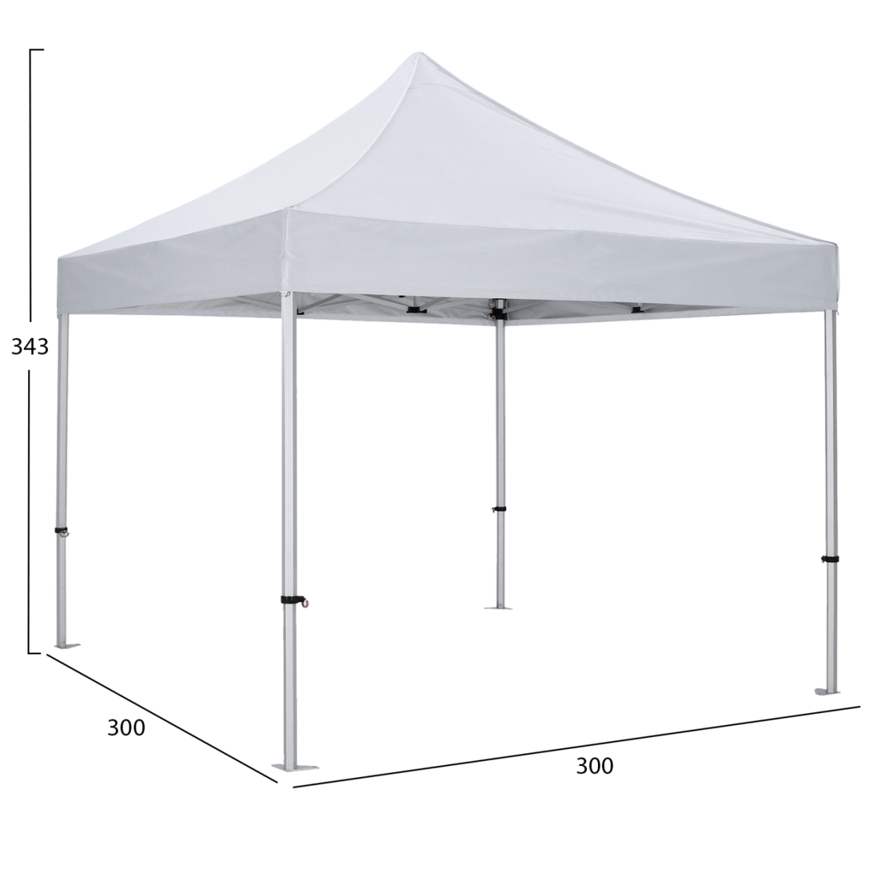 GAZEBO MATTHEW-AL HM6313 FOLDABLE-PROFESSIONAL USE-ALUMINUM FRAME IN SILVER-WHITE SHADE 3x3x3,43Hm [2]