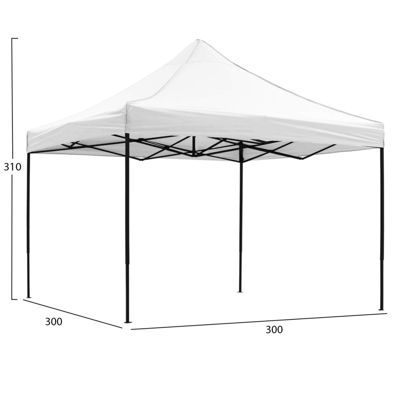 GAZEBO MATTHEW HM6310 FOLDABLE-METAL BLACK FRAME-WHITE SHADE 3x3x3.10Hm [2]
