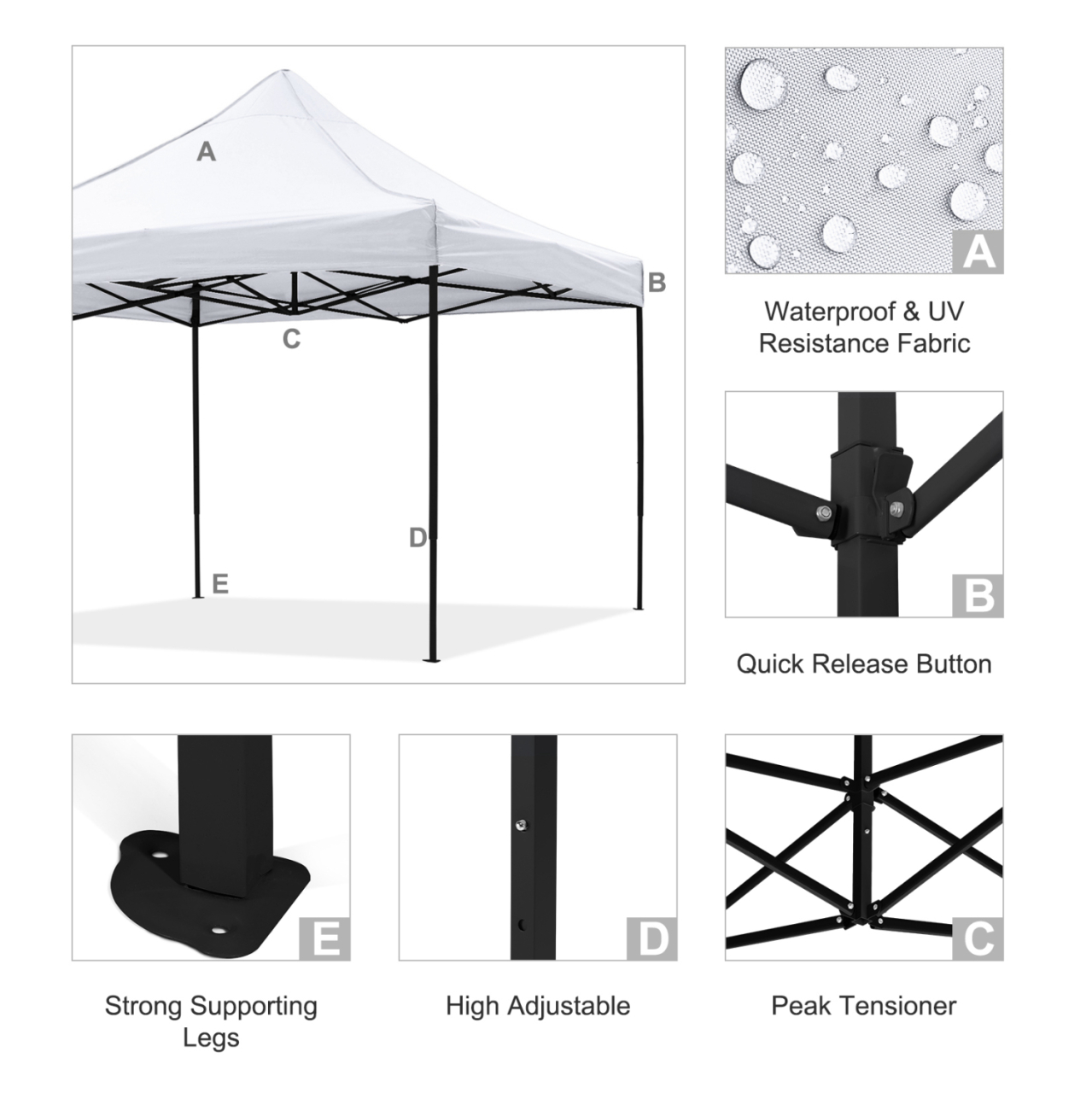 GAZEBO MATTHEW HM6310 FOLDABLE-METAL BLACK FRAME-WHITE SHADE 3x3x3.10Hm [6]