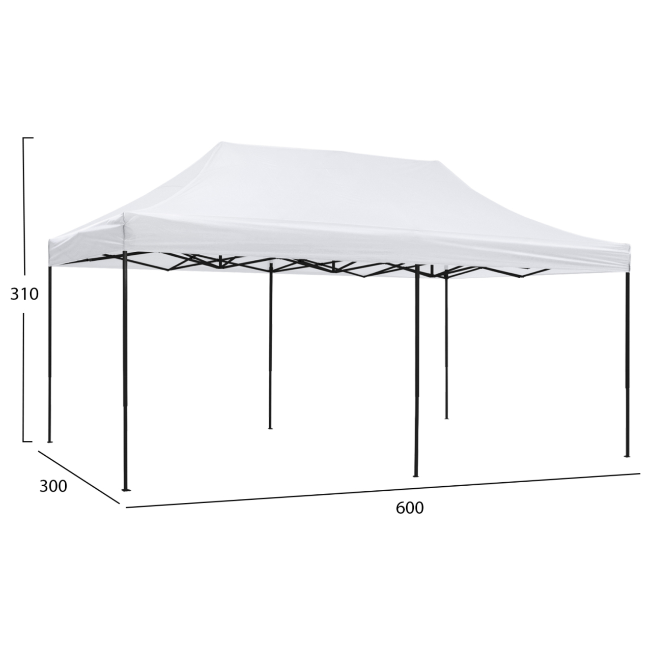 GAZEBO MATTHEW HM6312 FOLDABLE-METAL BLACK FRAME-WHITE SHADE 300x600x310Hcm [2]