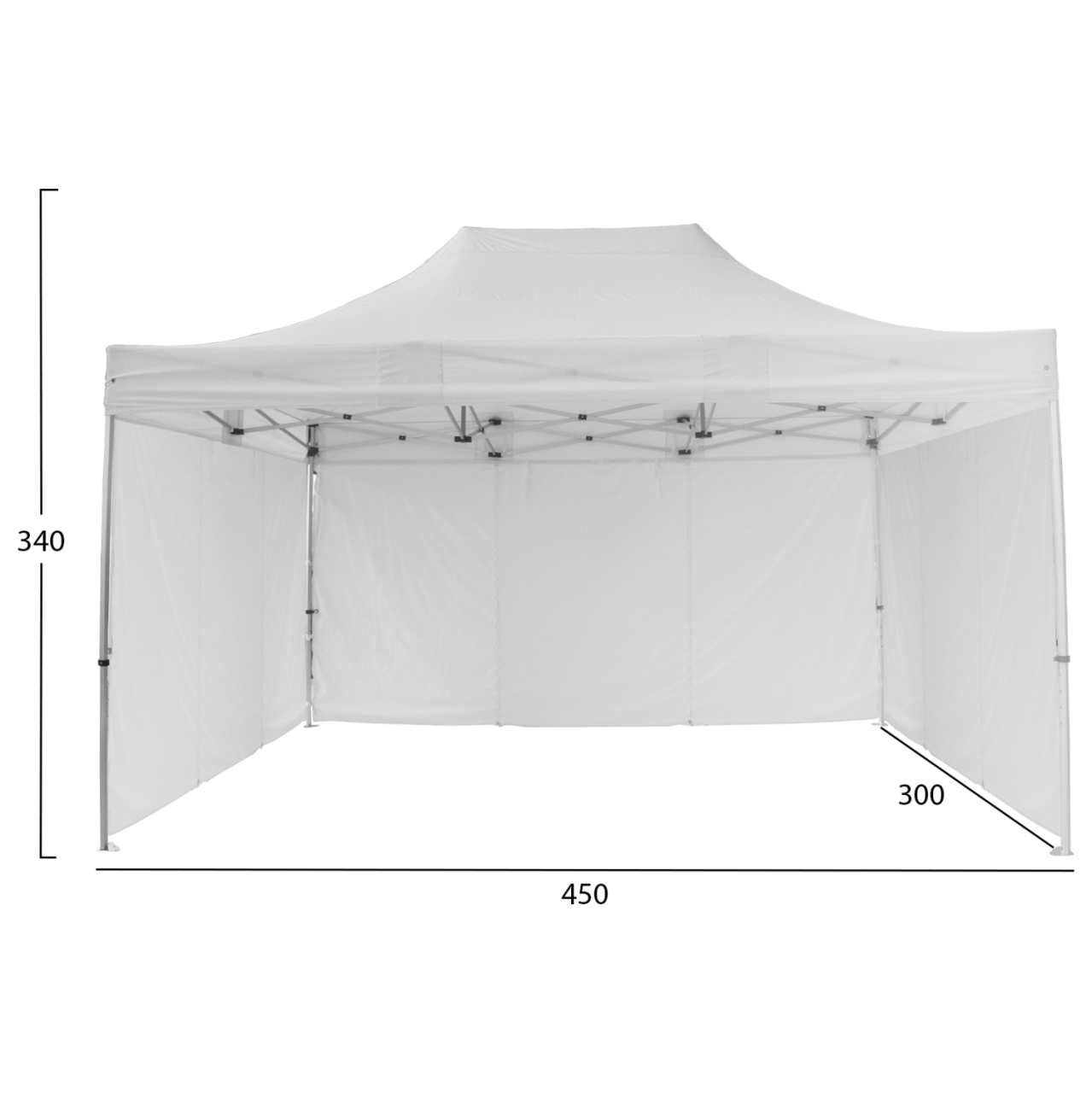 GAZEBO WITH 3 SIDEWALL SHADES CRESSEN HM21098.01 FOLDABLE-ALUMINUM SILVER FRAME-WHITE 3x4.5x3.4Hm [2]