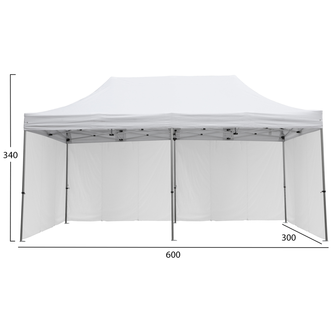 GAZEBO WITH 4 SIDEWALL SHADES CRESSEN HM21099.01 FOLDABLE-ALUMINUM SILVER FRAME-WHITE 3x6x3.4Hm [2]