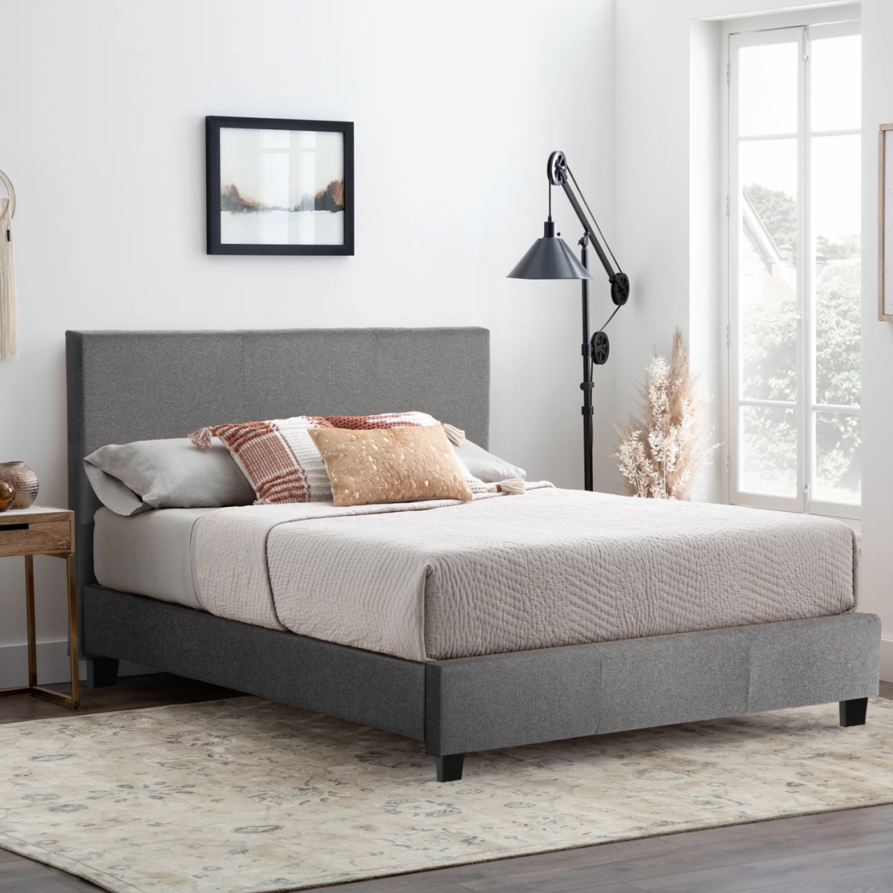 GRAY FABRIC BED HM553.11 FOR MATTRESS 150x200 EK. [2]