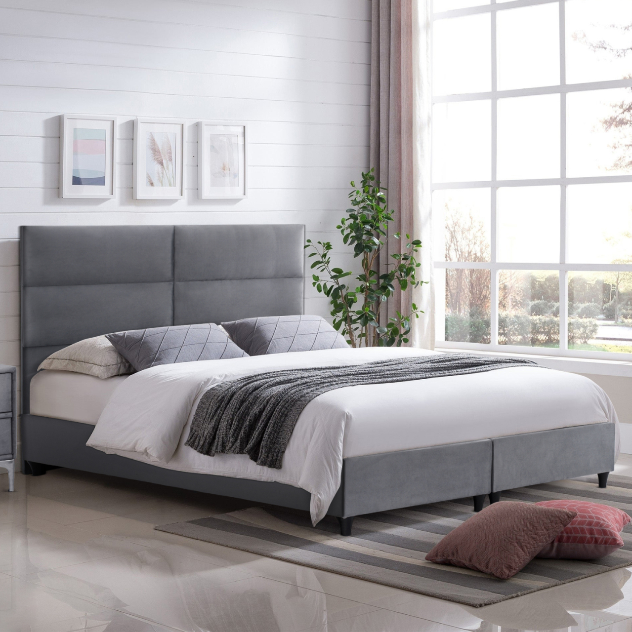 GRAY VELVET BED MILO HM628.10 FOR MATTRESS 180x200 cm. [2]