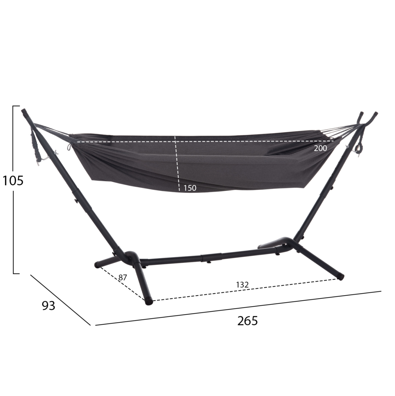 HAMMOCK CRAVE HM6304.01 ANTHRACITE METAL FRAME-DARK GREY FABRIC 265x93x105Hcm. [2]